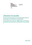 Education à la sexualité. Ecole maternelle (cycle 1) et école élémentaire (cycle 2) : éducation à la vie affective et relationnelle. École élémentaire (cycle 3), collège (cycles 3 et 4), lycée : éducation à la vie affective, relationnelle et à la sexualité