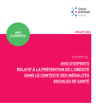 Avis d'experts relatif à la prévention de l'obésité dans le contexte des inégalités sociales de santé